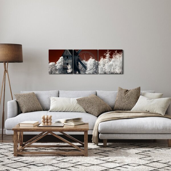 Obraz młyna (z zegarem) (90x30 cm)