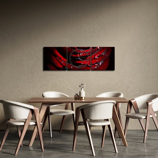 Obraz - Detal róży (z zegarem) (90x30 cm)