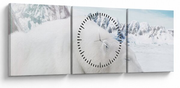 Obraz - Niedźwiedź polarny (z zegarem) (90x30 cm)