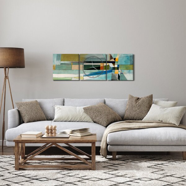 Obraz - Abstrakcja (z zegarem) (90x30 cm)