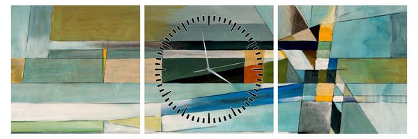 Obraz - Abstrakcja (z zegarem) (90x30 cm)