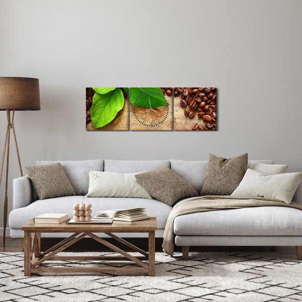 Obraz - Kawa (z zegarem) (90x30 cm)