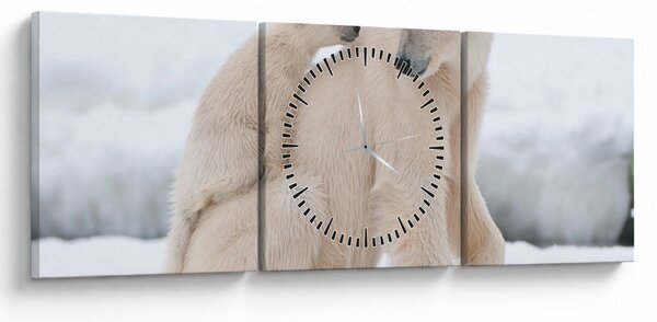 Obraz - Niedźwiedzie polarne (z zegarem) (90x30 cm)
