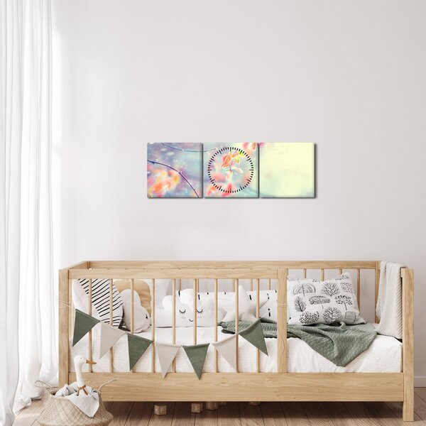Obraz - Listki w lodzie (z zegarem) (90x30 cm)