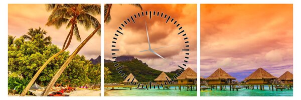 Obraz - Bora Bora Island (z zegarem) (90x30 cm)