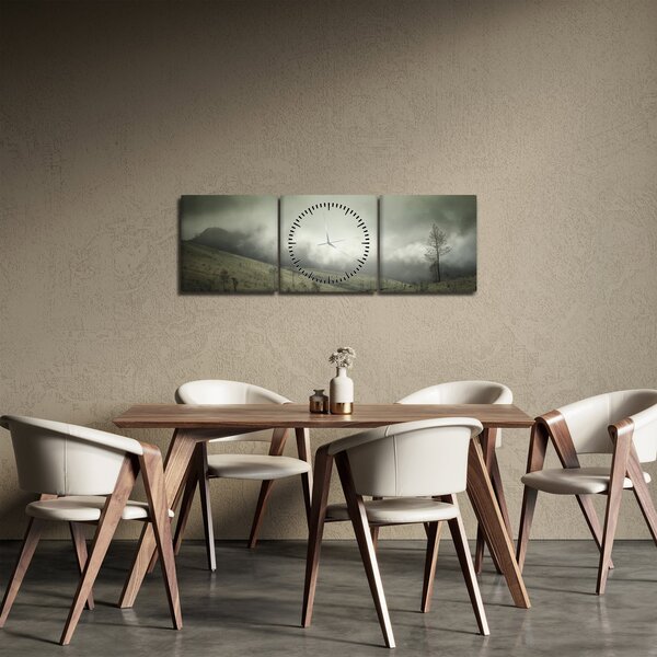 Obraz krajobrazu przed burzą (z zegarem) (90x30 cm)