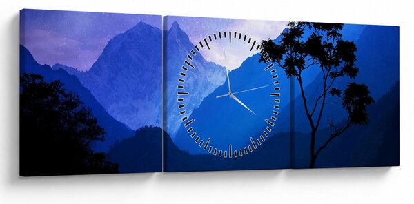 Obraz - Nocne niebo w Nepalu (z zegarem) (90x30 cm)
