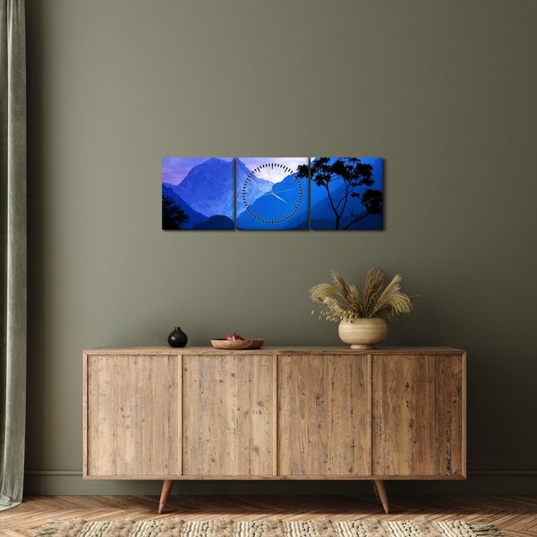 Obraz - Nocne niebo w Nepalu (z zegarem) (90x30 cm)