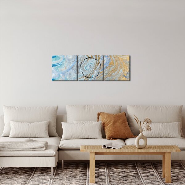 Obraz - Niebieski marmur (z zegarem) (90x30 cm)