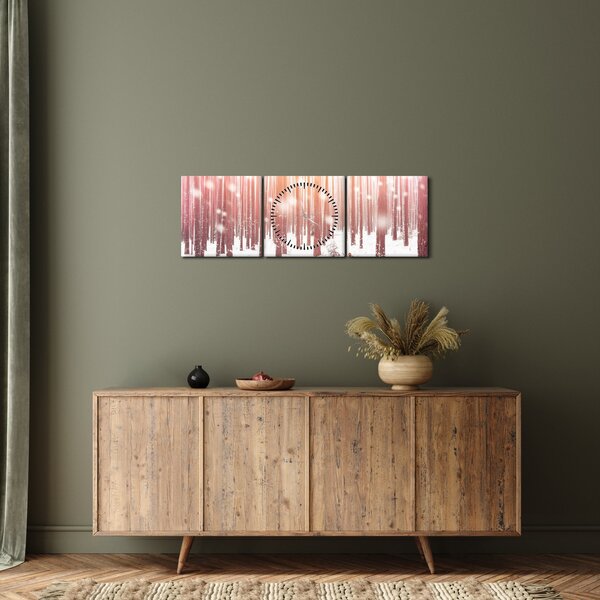 Obraz - Zebra w śnieżnym lesie (z zegarem) (90x30 cm)