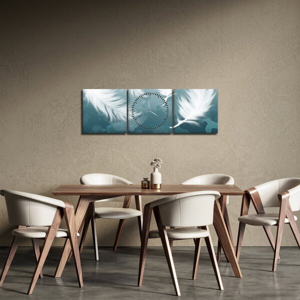 Obraz - Białe pióro (z zegarem) (90x30 cm)