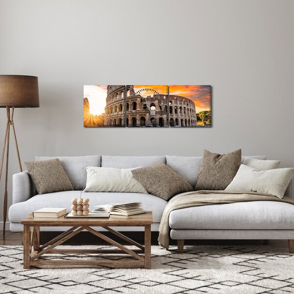 Obraz - Koloseum w Rzymie (z zegarem) (90x30 cm)