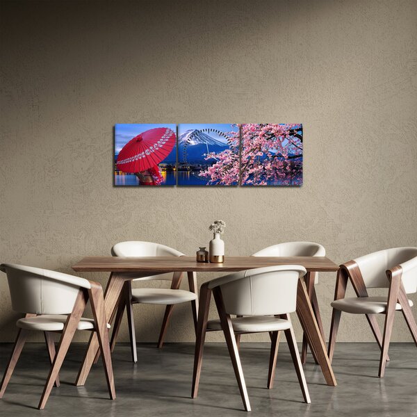 Obraz - Widok na szczyt, Japonia (z zegarem) (90x30 cm)