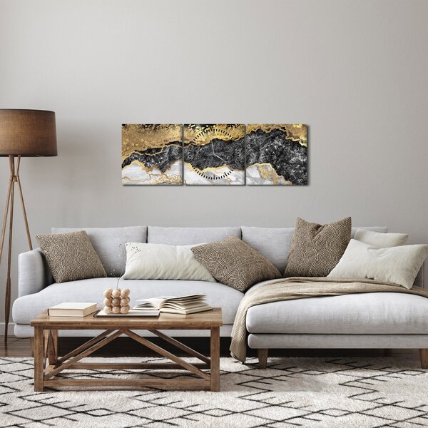 Obraz - marmur (z zegarem) (90x30 cm)