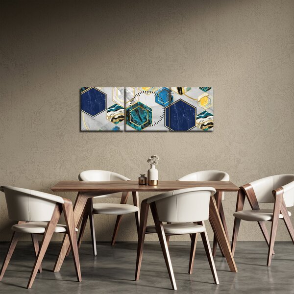Obraz - Marmurowa kompozycja (z zegarem) (90x30 cm)