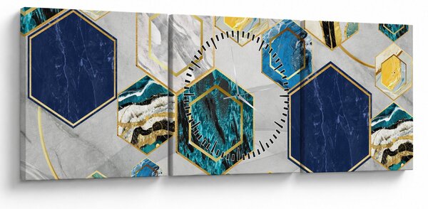 Obraz - Marmurowa kompozycja (z zegarem) (90x30 cm)