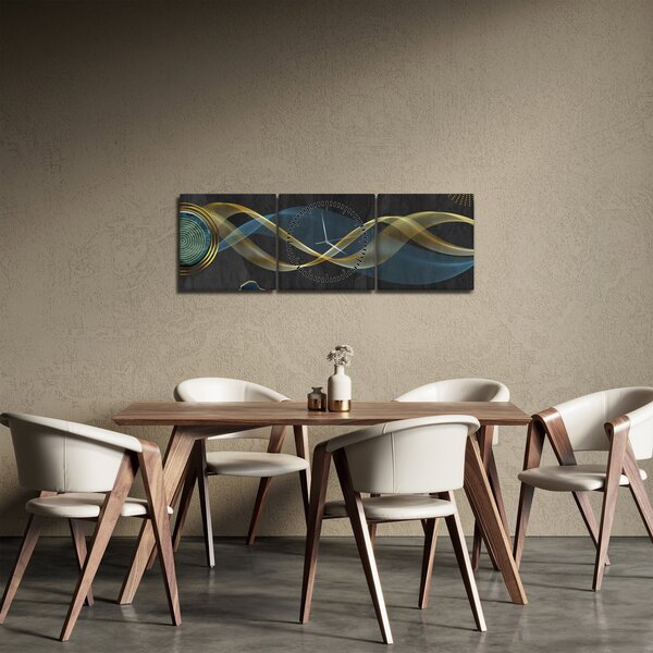 Obraz - Abstrakcja (z zegarem) (90x30 cm)