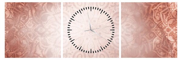 Obraz - Różowa mandala (z zegarem) (90x30 cm)