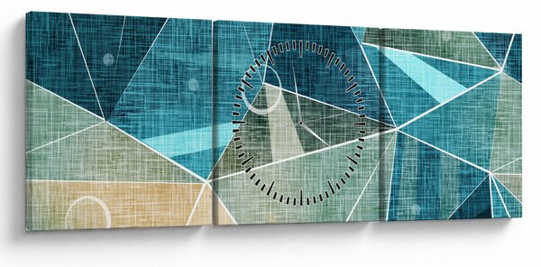 Obraz - Turkusowa abstrakcja (z zegarem) (90x30 cm)