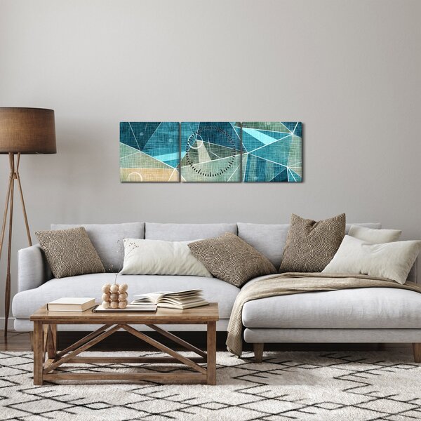 Obraz - Turkusowa abstrakcja (z zegarem) (90x30 cm)