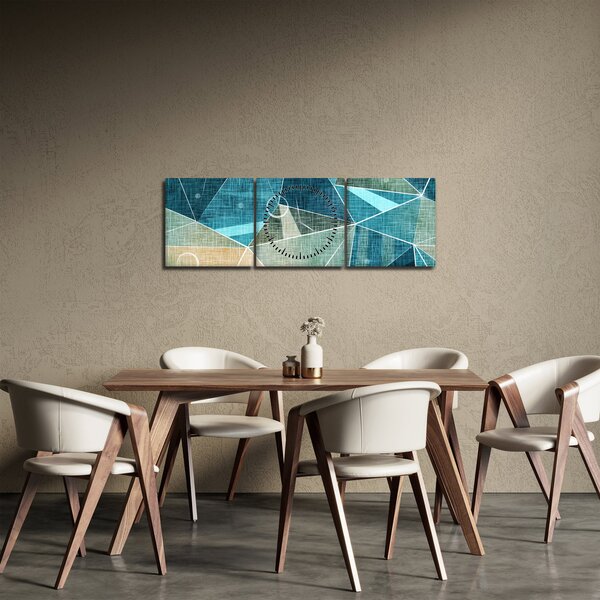 Obraz - Turkusowa abstrakcja (z zegarem) (90x30 cm)
