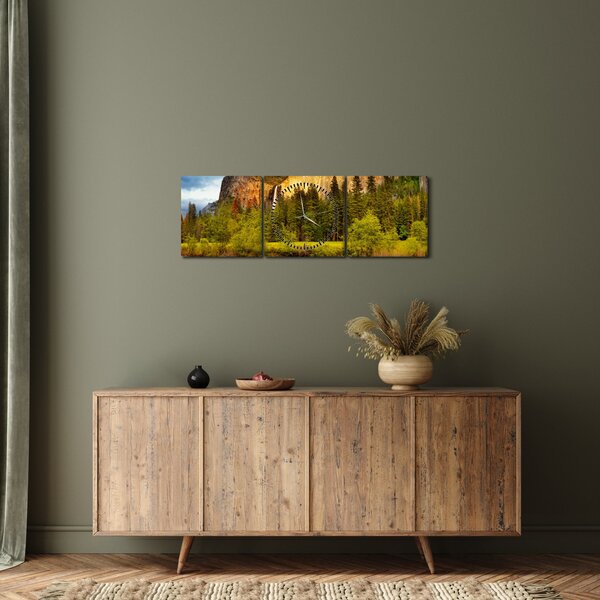 Obraz- Skały nad jeziorem (z zegarem) (90x30 cm)