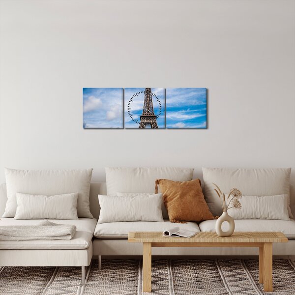 Obraz - Wieża Eiffla (z zegarem) (90x30 cm)