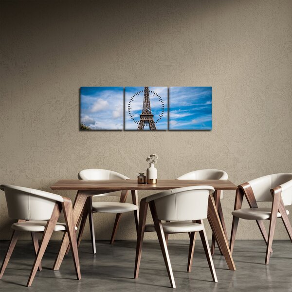 Obraz - Wieża Eiffla (z zegarem) (90x30 cm)