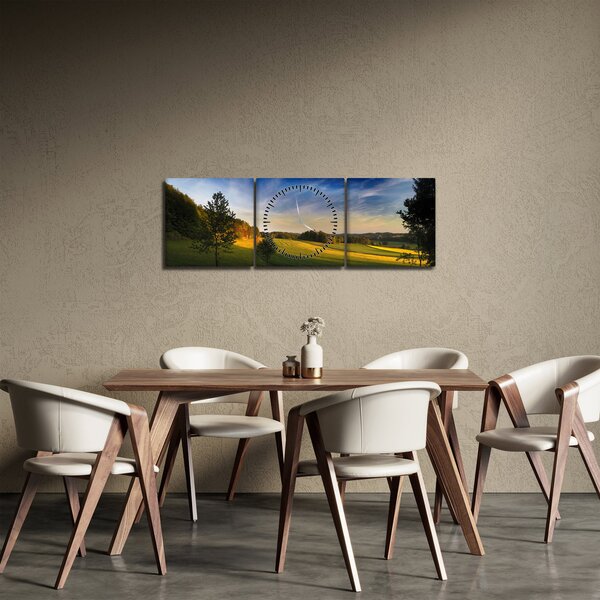 Obraz - Górska łąka (z zegarem) (90x30 cm)