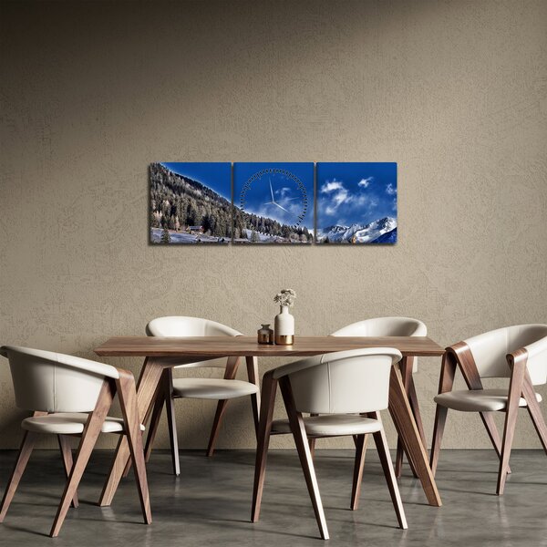 Obraz - Górskie miasteczko (z zegarem) (90x30 cm)