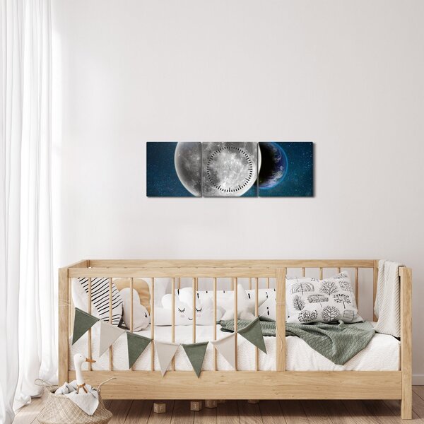 Obraz - Ziemia w zaćmieniu Księżyca (z zegarem) (90x30 cm)