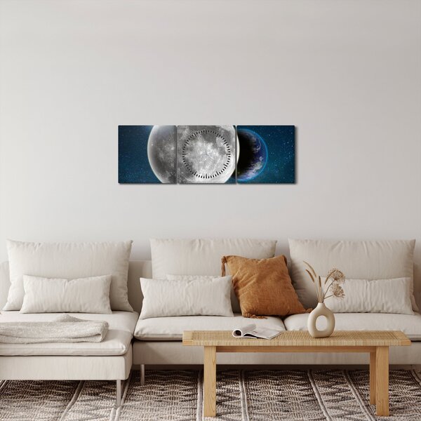 Obraz - Ziemia w zaćmieniu Księżyca (z zegarem) (90x30 cm)