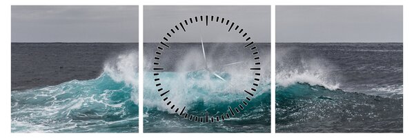 Obraz - Fale w oceanie (z zegarem) (90x30 cm)