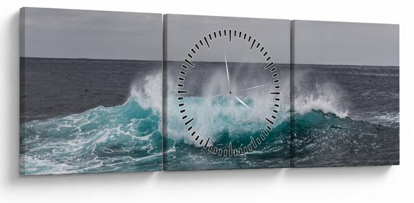Obraz - Fale w oceanie (z zegarem) (90x30 cm)