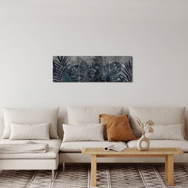 Obraz - Liście palmowe (z zegarem) (90x30 cm)