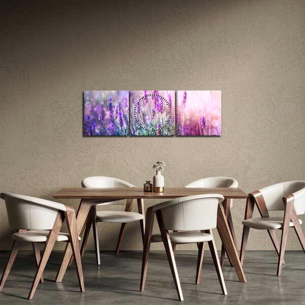 Obraz - Lawenda w słońcu (z zegarem) (90x30 cm)