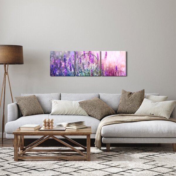 Obraz - Lawenda w słońcu (z zegarem) (90x30 cm)