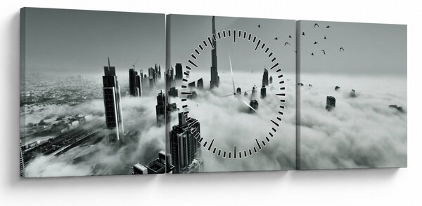 Obraz - Wieżowce w Dubaju (z zegarem) (90x30 cm)
