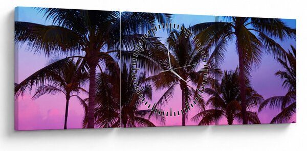 Obraz - Palmy w Miami (z zegarem) (90x30 cm)