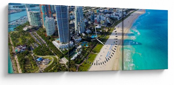 Obraz- Miami, Floryda (z zegarem) (90x30 cm)