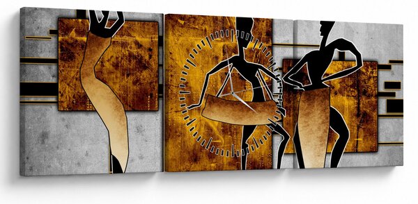 Obraz - Motywy kultury afrykańskiej (z zegarem) (90x30 cm)