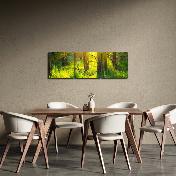 Obraz - Wiosenne przebudzenie lasu (z zegarem) (90x30 cm)