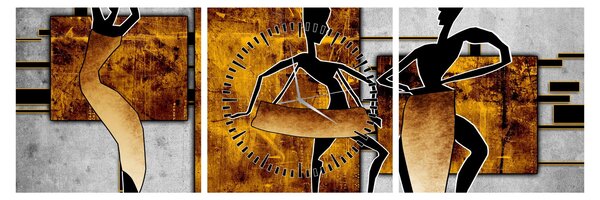 Obraz - Motywy kultury afrykańskiej (z zegarem) (90x30 cm)