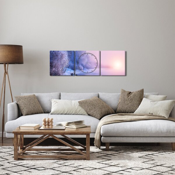 Obraz - Zamarznięta rzeka (z zegarem) (90x30 cm)