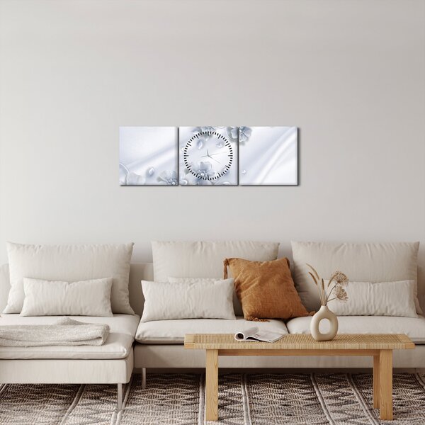 Obraz - kwiatowy wzór (z zegarem) (90x30 cm)