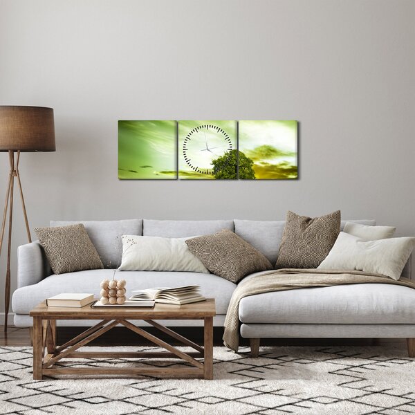 Obraz - Drzewo życia (z zegarem) (90x30 cm)