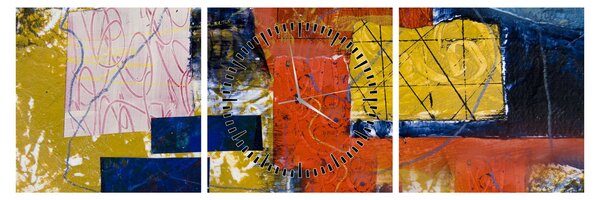 Obraz - Abstrakcja (z zegarem) (90x30 cm)