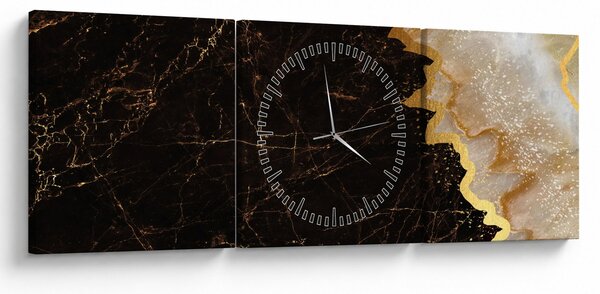 Obraz - Marmur (z zegarem) (90x30 cm)