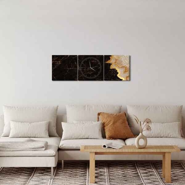 Obraz - Marmur (z zegarem) (90x30 cm)
