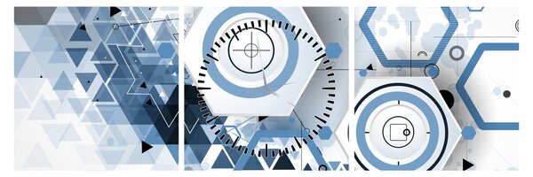 Obraz - Abstrakcja geometryczna (z zegarem) (90x30 cm)